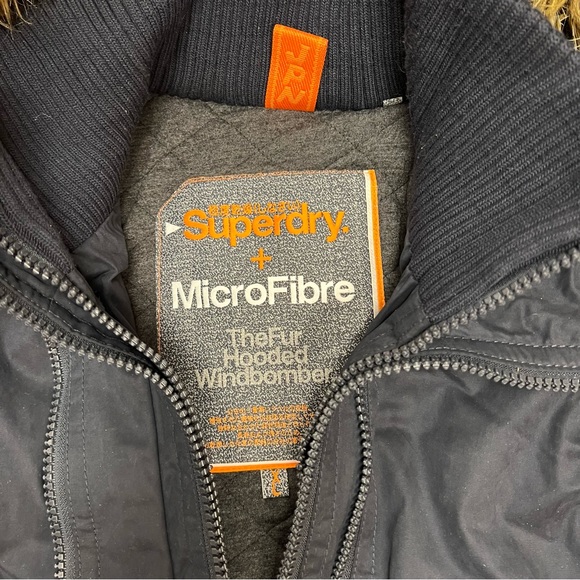 Superdry JPN faux fur hooded WindBomber jacket. NWOT - Picture 2 of 3